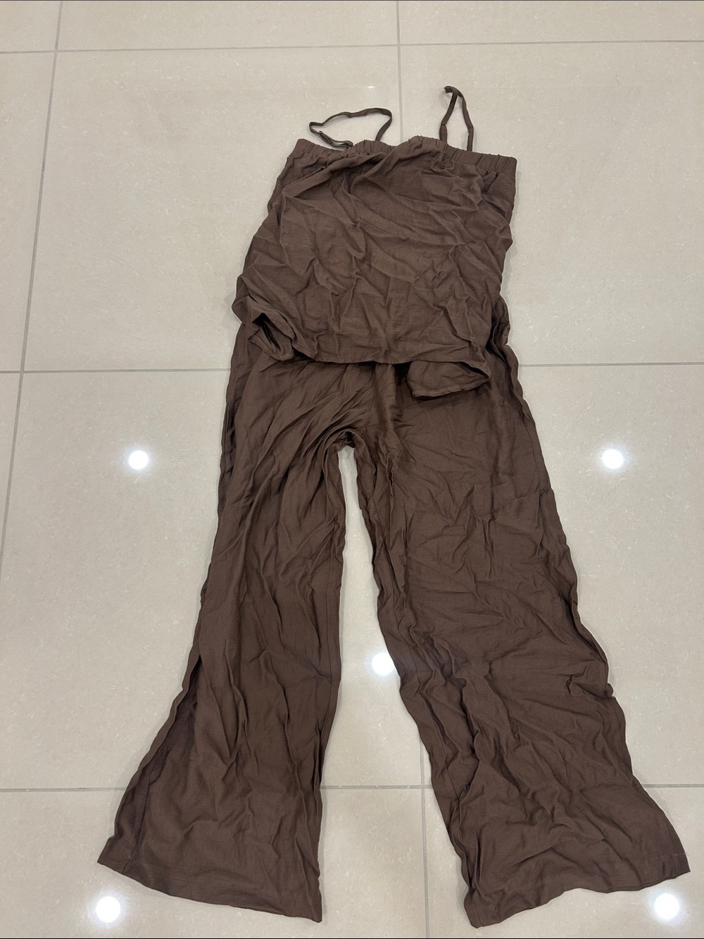 Women's Brown Wide-Leg Jumpsuit